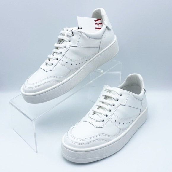 NWT. Zara Women's White Leather Uniform Sneakers. Size 11, 12, 13. - Picture 1 of 15
